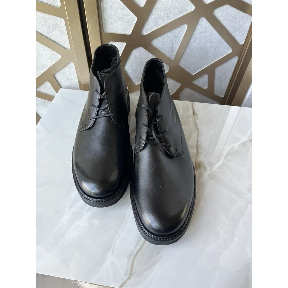 New ECCO Metropole London Black Leather Men Boots Chukka Sz 46 Us 12 12.5